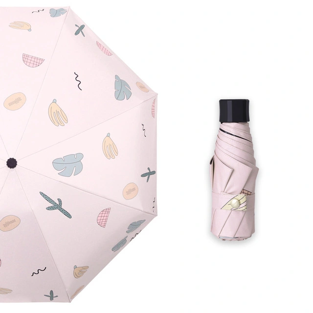 Women Compact Rain Paraguas 5 Fold Mini Pocket Folding Promotional Gift Custom Print Cheap Capsule Umbrella