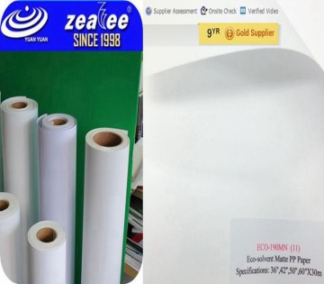 self adhesive pp paper matte/matte pp paper/pp paper 120