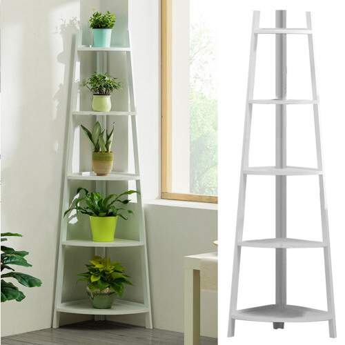 5-Tier Corner Ladder Shelf Bookcase Display Wall Rack