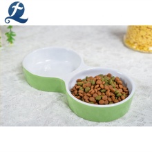 Two Slots Color Glaze Custom Ceramic Dog Bowl