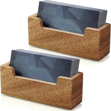 Acacia Wood Business Card Organizer - Wholesale Desk Stand
