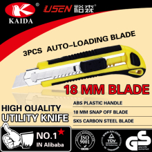 High quality hand tools office pocket utility knife auto retract utility knife with18mm cutter blade utility knife