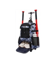 Factory Direct Wheeled Baseball Equipment Backpack with Shoe Compartment and Fence Hook