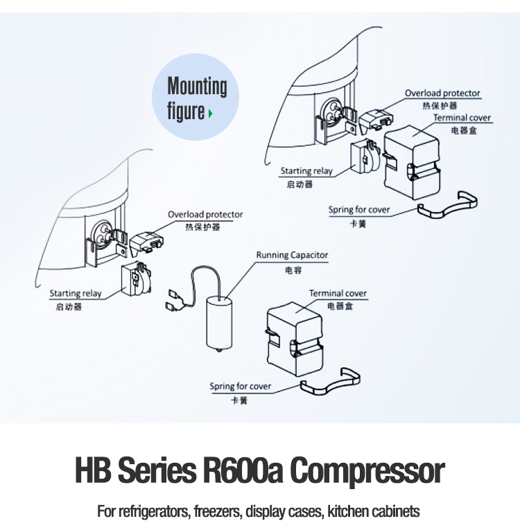 High Reliability R600a Freezer Refrigerator Compressor