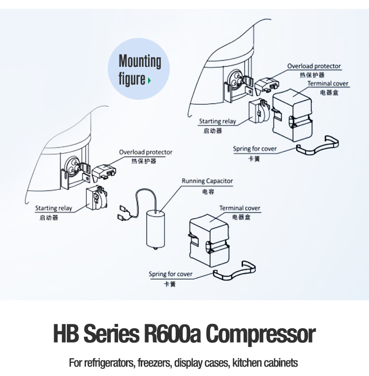 Small Vibration R600a QD52 1/10HP Freezer Refrigerator Compressor