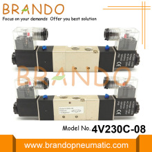 1/4 `` 4V230C-08 5/3 طريقة صمام الملف اللولبي الهوائي 220VAC