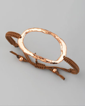 Delicate Fabric Braided Bracelet with Gold Circle