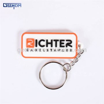 rectangle shaped rubber 3d key ring logo