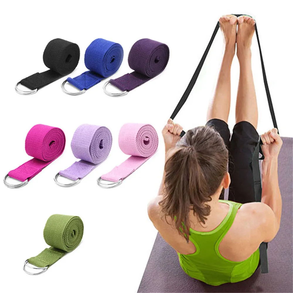 180cm Multicolors Yoga Stretch Strap D-Ring Belt Fitness Exercise Gym Rope Figure Waist Leg Resistance Fitness Bands Yoga Belt3 Orders