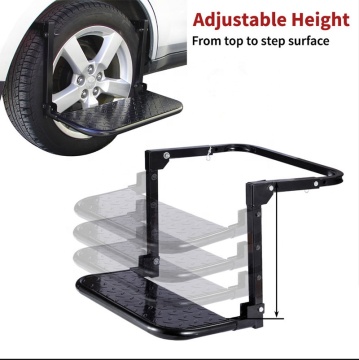 Black Steel Adjustable Portable Foldable 22" Car Wheel Step Ladder