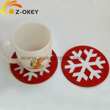 The design of the practical Round coaster with snowflake printed for Christmas felt coaster Yiwu wholesale
