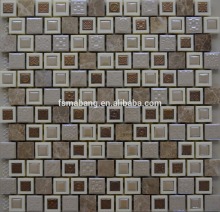 MBT2006 staggered ceramic mosaic and stone mosaic with plastic frame