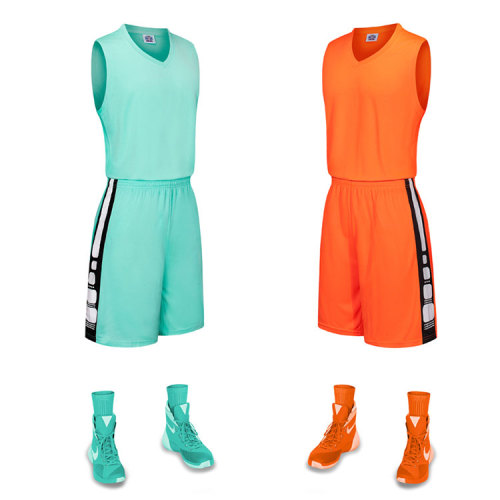 Simple wholesale basketball uniform blank jersey set