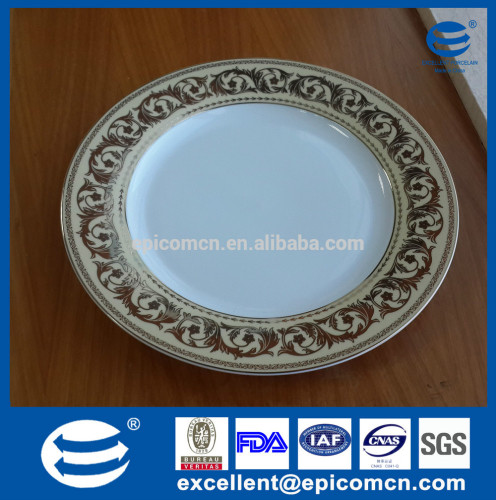 10.5"/9"/7.5" round Excellent houseware good fine porcelain custom made wholesale restaurant dinner plates, gold printing