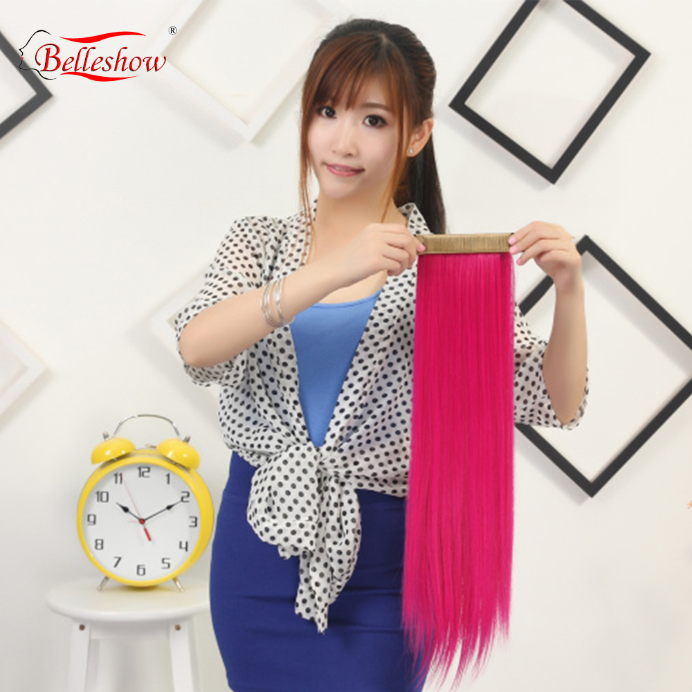 Hot sell clip on ponytail straight synthetic hair extension easy ponytail hairstyles best clip in hair extensions