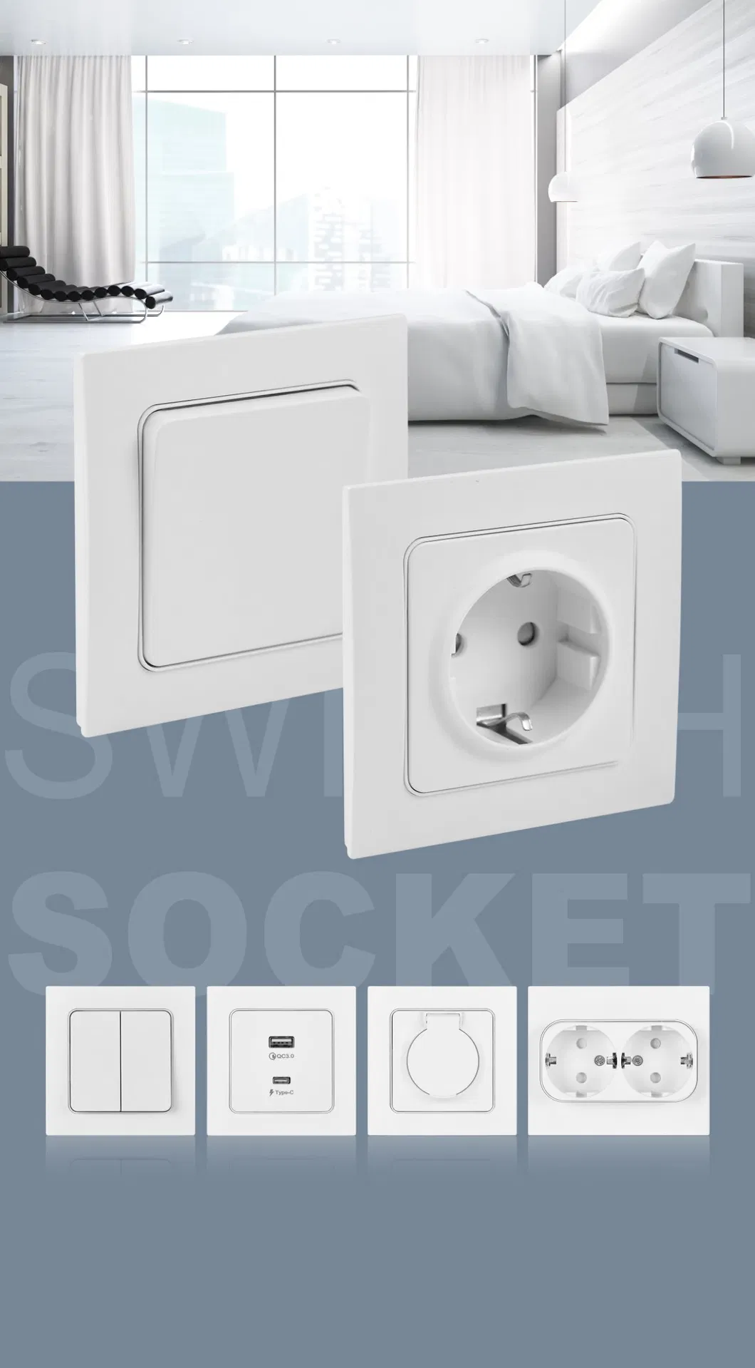 Механизм разъема с 1 портом USB Type-a+Type-C, черный, серия Elendax Fh3000