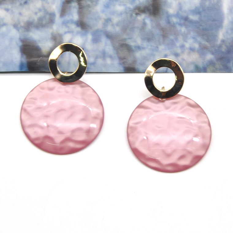 Custom acrylic color round button shape fashion trendy earrings