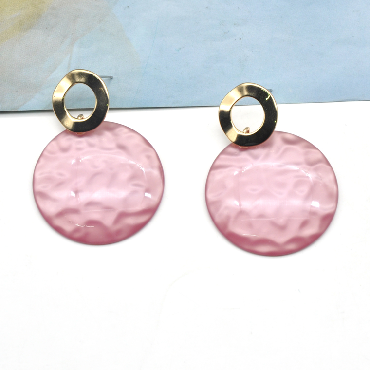 Custom acrylic color round button shape fashion trendy earrings