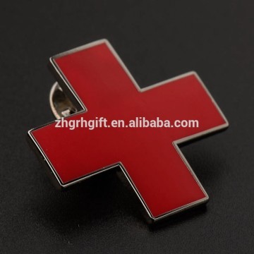 Custom Promotional Metal Red Cross Badge Volunteer Badges