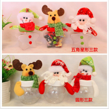2016 new plastic cheaper Santa snowman star candy case candy bottle candy box Christmas ornament