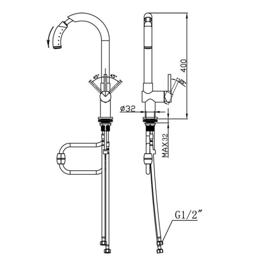 Pull Down Kitchen Faucet with Swiveling Spout