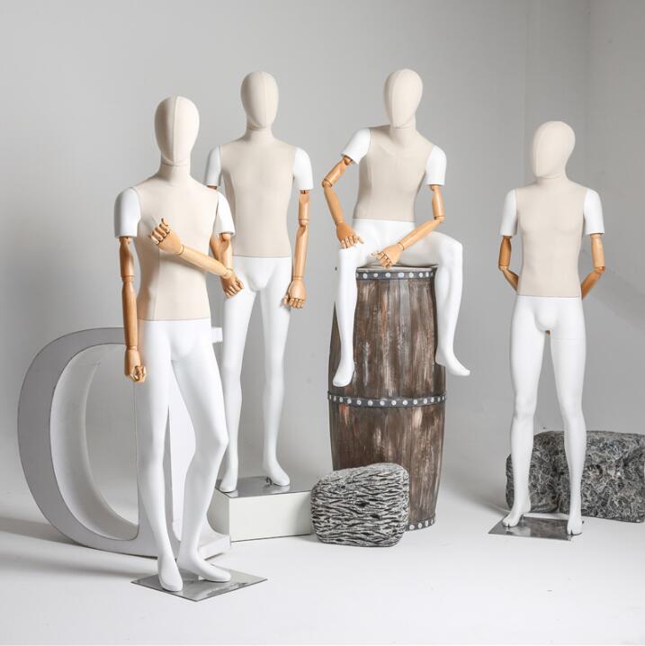 2019 new items men full body display mannequin with wooden arm with shoulder cap