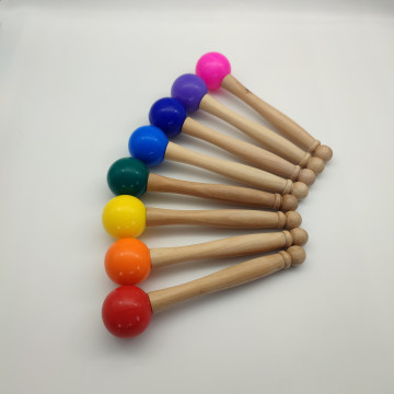 Colored Rubber Head Wooden Mallets for Crystal Singing Bowls