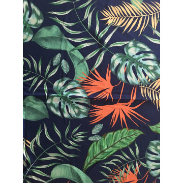 Tropical Leaves Rayon Challis 30S Air-jet Printing Fabric