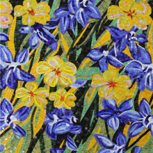 Handmade Yellow Flower Glass Mosaic Tile Art Mural