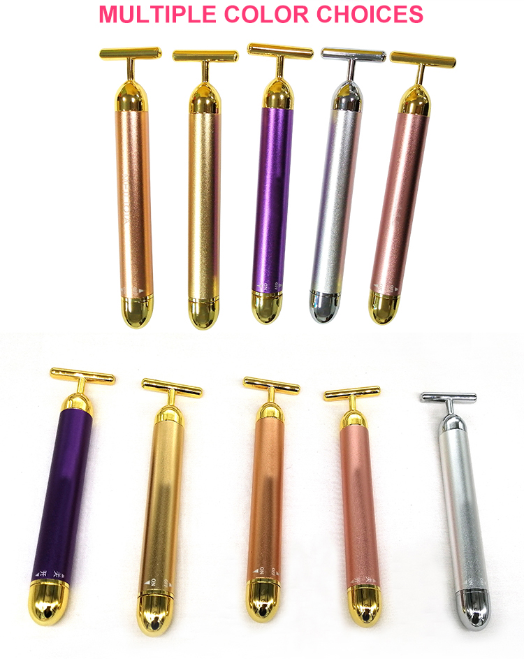 Mini electric vibration 24k gold bar facial massager energy beauty bar