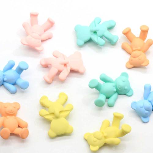 38mm süße Cabochons 3D Matte Resin Bär Figur Halskette Charms DIY Scrapbooking Verschönerung Dekoration Handwerk