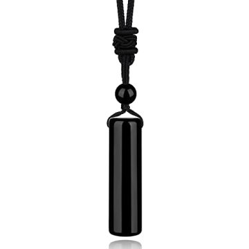 Gemstone Column Pendant Necklace for Women Men 10X40MM Rope