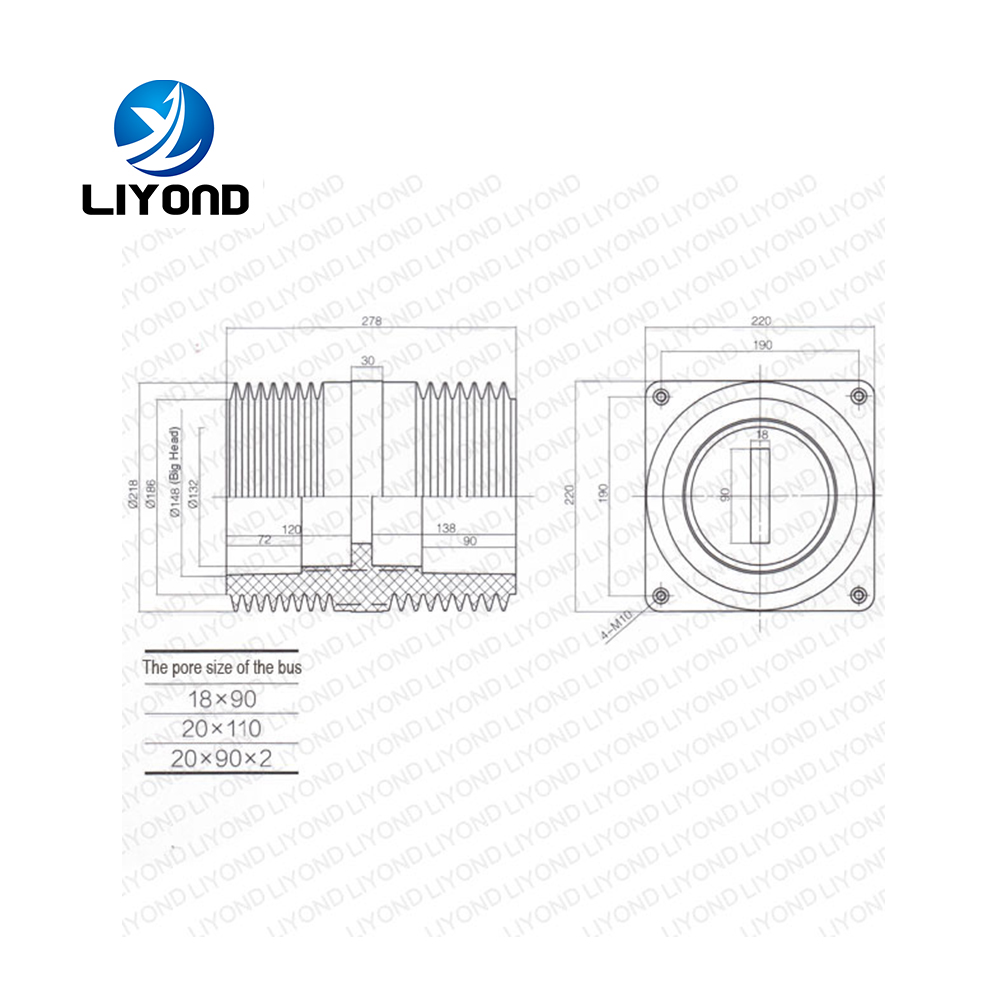 LYC210 High voltage insulated through wall bushing for 24kv switch cabinet