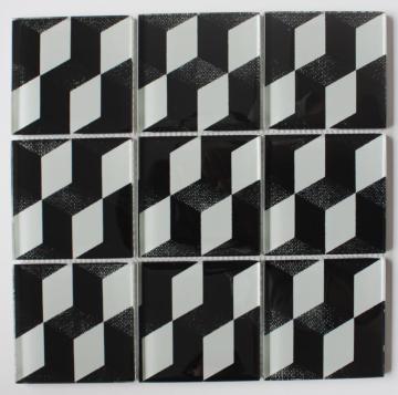 Black 3D Effect Crystal Glass Mosaic