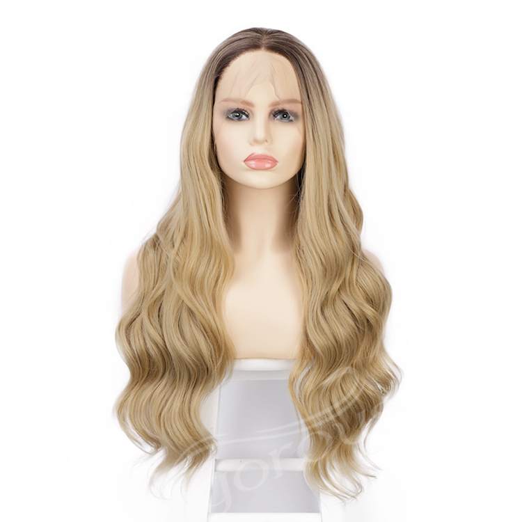Ladies Straight New High Fashion 26 Inch Long Ombre Can You Dye Lace Front Heat Resistant Wig Hair Synthetic