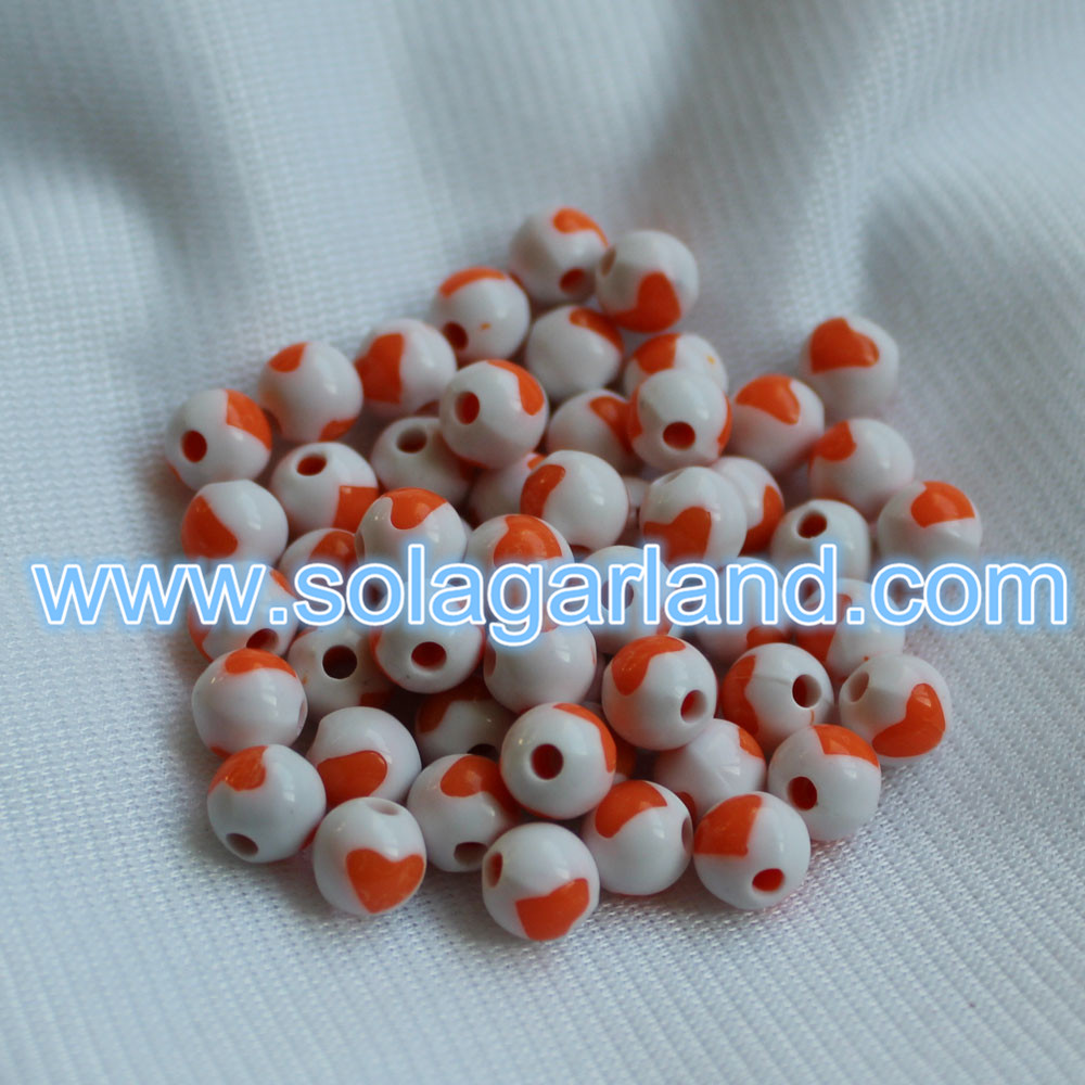 8MM Round Plastic Heart Beads