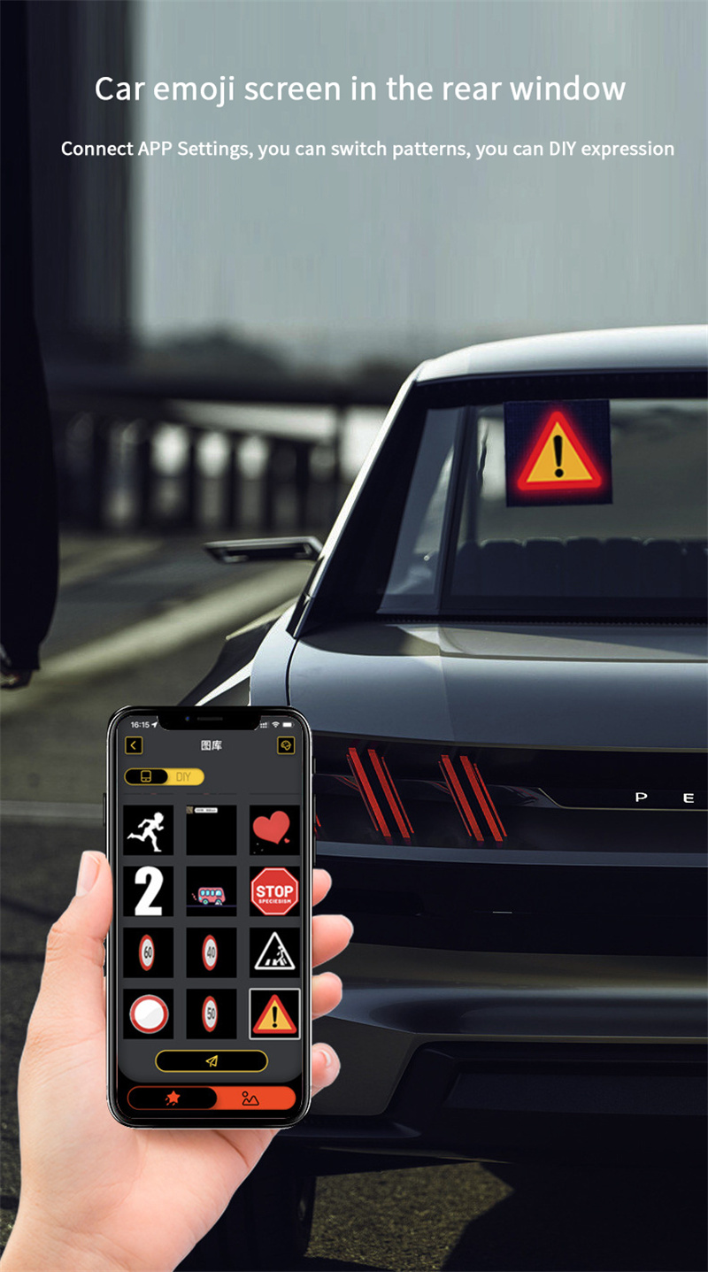 High Resolution 64x64 Pixel LED Smart screen Car Rear Window Display LED APP Programmable Car Sign LED Smart Car Screen