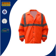 Hi Vis 100%Polyester Reflective Safety Waterproof Jacket with Breathable Lining