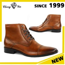 New arrival fancy Brown winter brown leather ankle dress boots men