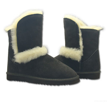Winter snow suede leather wool lining furry boots