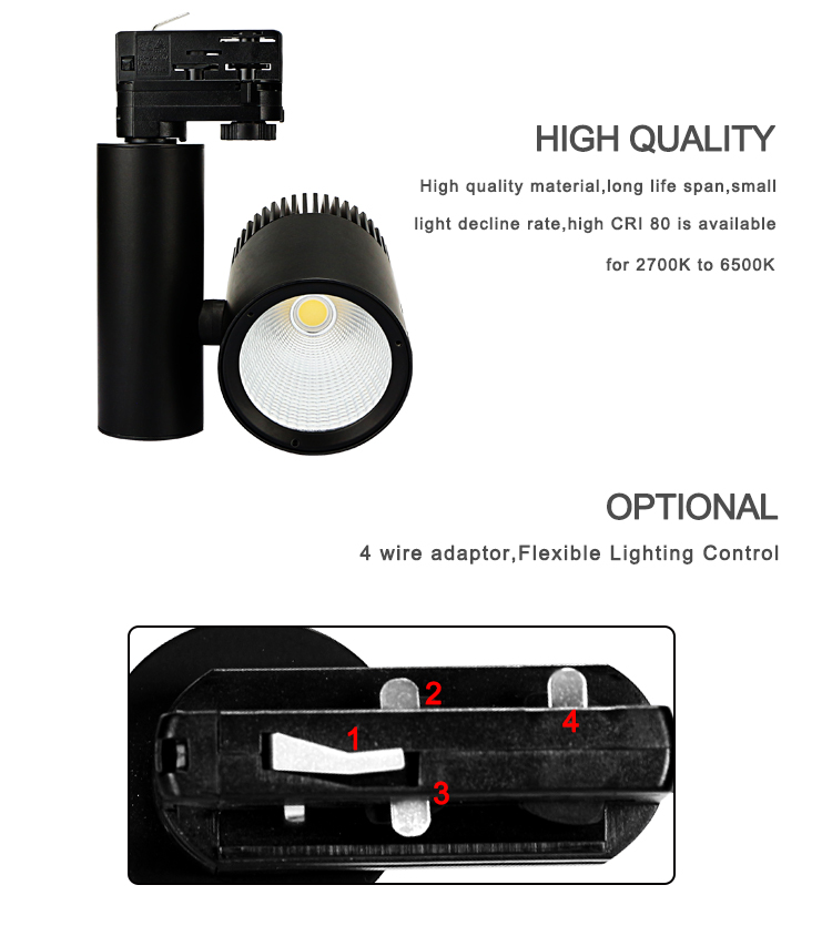 KCD new retail 3 phase adjustable led liner track light 12w