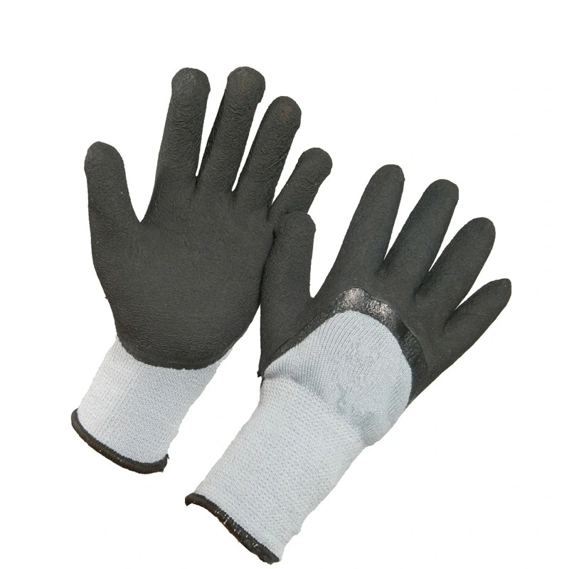 Hot Sale 10 Gauges Thermal Crinkle Latex Coated Winter Work Gloves