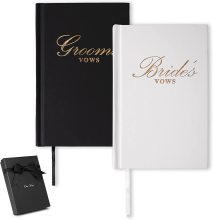 Vow Books: His and Hers Hardcover Wedding Day Officiant Journal with Gold Foil
