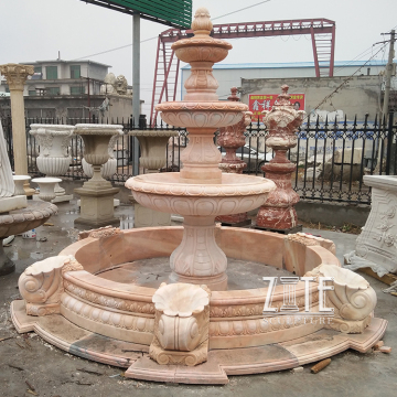 Hand-made solid natural stone landscape water fountain sculpture