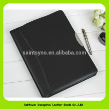 16065 Black leather a4 leather portfolio folders with calculator