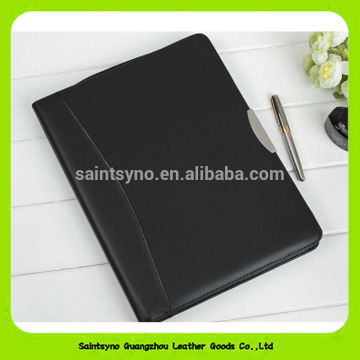 16065 Black leather a4 leather portfolio folders with calculator