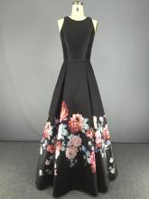 Boat Neck Sleeveless A-line Full Length Dress