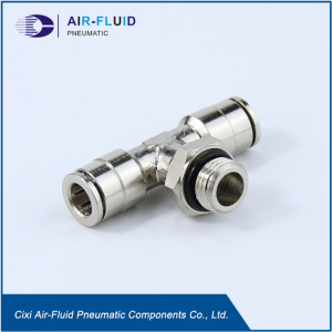 Air-Fluid Metall Pneumatik Push in Fitting Branch Tee