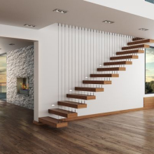 Modern Glass Steel Floating Wooden Staircase Designs