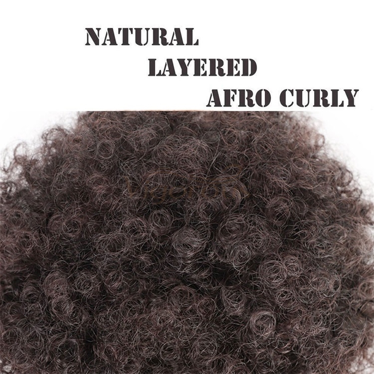 Vigorous Afro Puff Drawstring Ponytail Human Hair Kinky Ponytail for Black Women Clip in African American Short Curly Extension